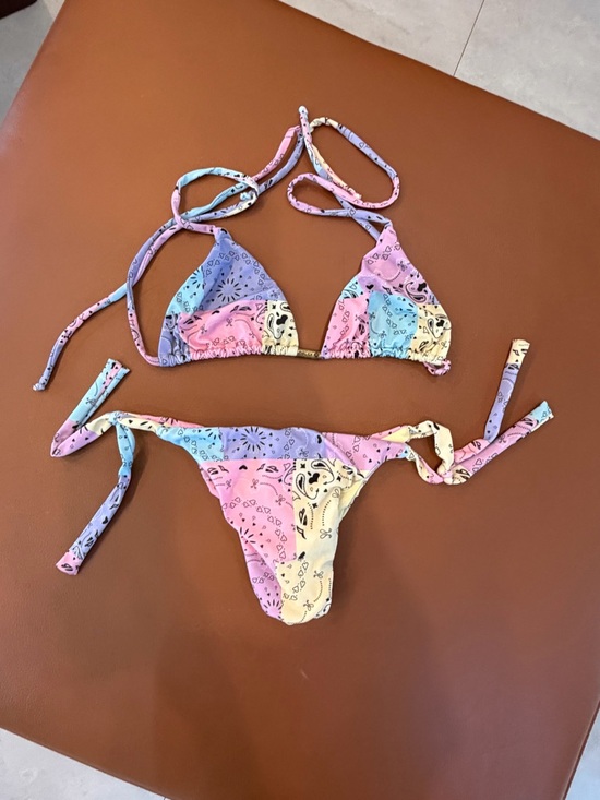 Maretoa Other - Maretoa Brazilian Bikini Set Top S Bottom M Patchwork Tie Side